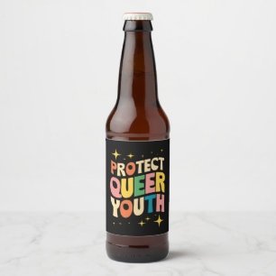 Étiquette Pour Bouteilles De Bière Protéger les jeunes queer Protéger les enfants tra