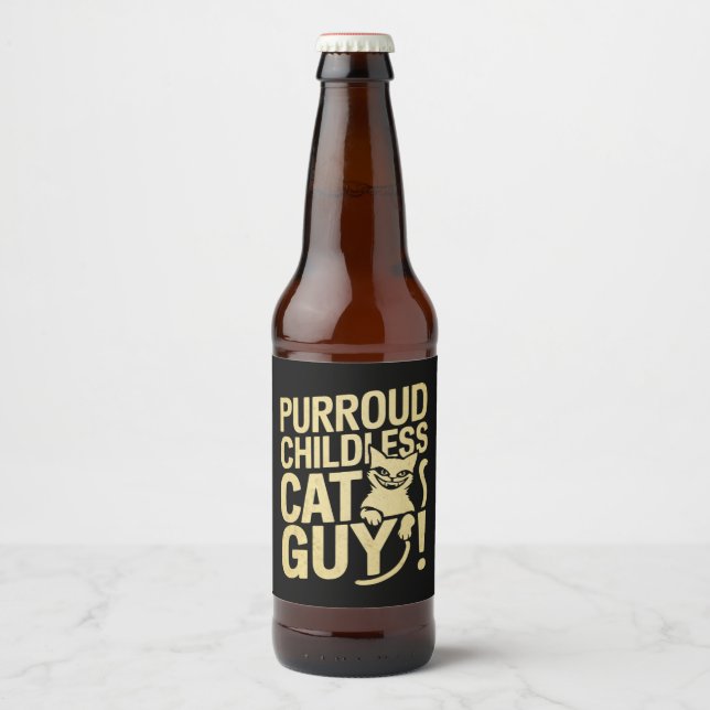 Étiquette Pour Bouteilles De Bière Purroud Childless Cat Guy Voter Pour Le Président (Devant)