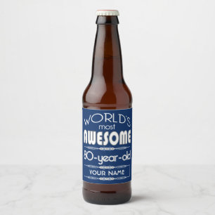 Étiquette Pour Bouteilles De Bière quatre-vingtième D'anniversaire des mondes
