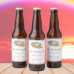 Étiquette Pour Bouteilles De Bière Rainbow Waves Beautiful LGBT Mariage Custom