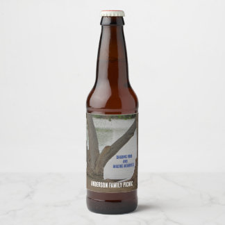 Étiquette Pour Bouteilles De Bière Rassemblement au bord du lac Maison de lac Vue sur