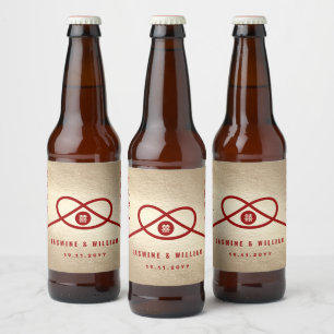 Étiquette Pour Bouteilles De Bière Red Knot Union Double Bonheur Mariage chinois