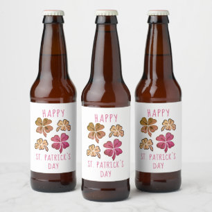 Étiquette Pour Bouteilles De Bière Red Lucky Shamrock Clover Joyeux St. Patrick`s day