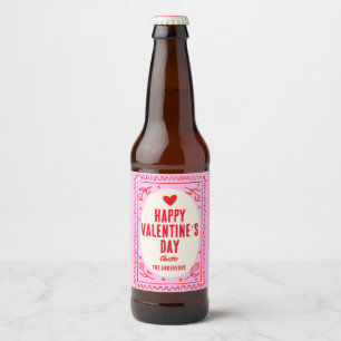 Étiquette Pour Bouteilles De Bière Red Pink Heart Bonne Saint Valentin