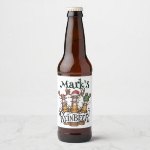 Étiquette Pour Bouteilles De Bière Reinbeer personnalisée de Noël