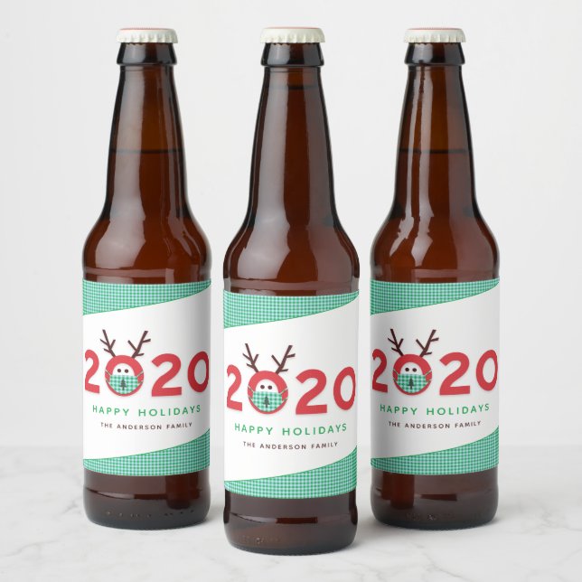 Étiquette Pour Bouteilles De Bière Reindeer Masqué Humoristique 2020 Fêtes Personnali (Bouteilles)