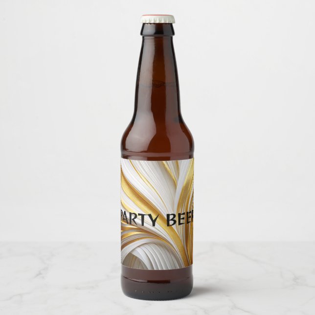 Étiquette Pour Bouteilles De Bière Retro d'or blanc (Devant)
