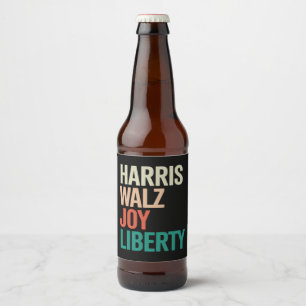 Étiquette Pour Bouteilles De Bière Retro Harris Waltz 2024 Harris Walz Joy Liberty