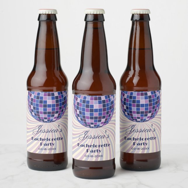 Étiquette Pour Bouteilles De Bière Retro les années 70 Super soirée de Dernier disco (Bouteilles)