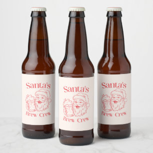 Étiquette Pour Bouteilles De Bière Retro Père Noël Holiday