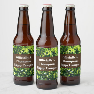 Étiquette Pour Bouteilles De Bière Réunion de camping familiale Happy Camper