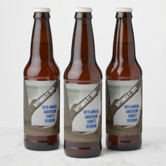 Étiquette Pour Bouteilles De Bière Réunion de famille au Lakehouse Vacances Rustique