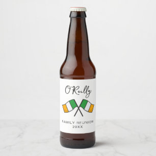 Étiquette Pour Bouteilles De Bière Réunion de famille du drapeau irlandais