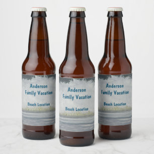 Étiquette Pour Bouteilles De Bière Réunion de vacances de famille au bord de l'océan