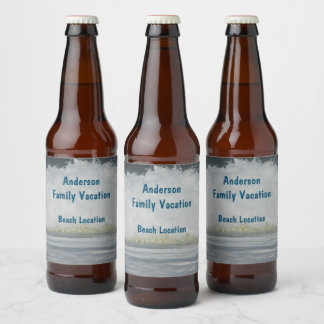 Étiquette Pour Bouteilles De Bière Réunion de vacances de famille au bord de l'océan