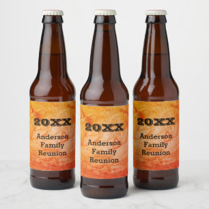 Étiquette Pour Bouteilles De Bière Réunion familiale Orange Abstrait Réunion d'automn