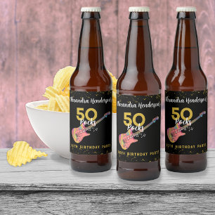 Étiquette Pour Bouteilles De Bière Rock and Roll Rose Black Gold 50e fête d'anniversa