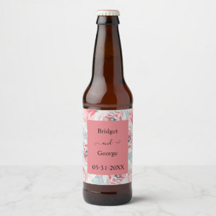 Étiquette Pour Bouteilles De Bière rose apricot fleuri apricot mariage