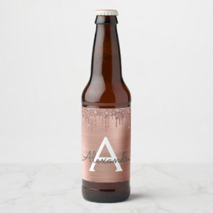 Étiquette Pour Bouteilles De Bière Rose Gold - Parties scintillant rose pâle Nom du m
