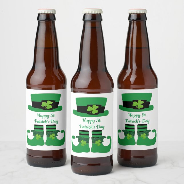 Étiquette Pour Bouteilles De Bière Saint Patrick, Irlandais, Leprechaun, Vert (Bouteilles)