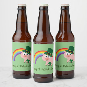 Étiquette Pour Bouteilles De Bière Saint Patrick's Day Leprechaun Pig