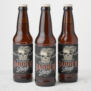 Étiquette Pour Bouteilles De Bière Salon de coiffure personnalisé crâne hipster et ra