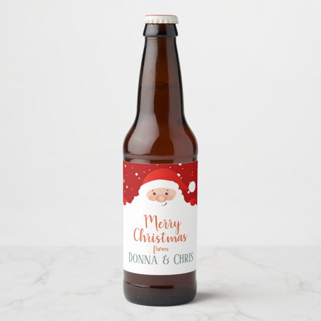 Étiquette Pour Bouteilles De Bière Santa Claus - Joyeux Noël - Personnalisé (Devant)