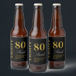 Étiquette Pour Bouteilles De Bière Script Black & Gold 80th Birthday Cocktail Party<br><div class="desc">Script Black & Gold 80th Birthday Cocktail Party Bière bouteille Étiquette</div>