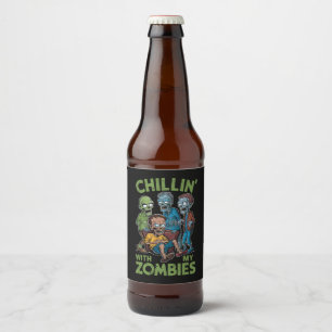Étiquette Pour Bouteilles De Bière Se détendre avec mes zombies Halloween garçons enf