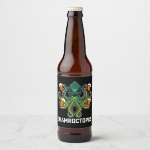Étiquette Pour Bouteilles De Bière Shamroctopus Octopus Lover St Patrick's Day