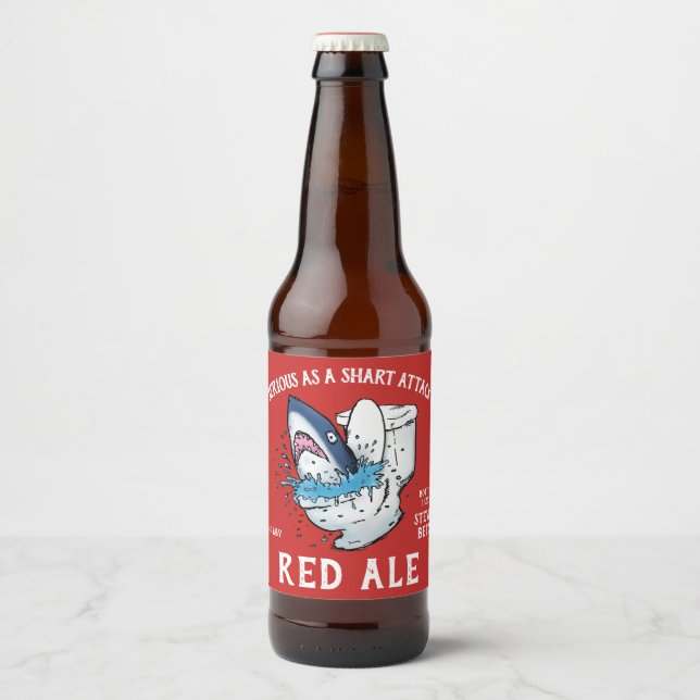 Étiquette Pour Bouteilles De Bière Shart Attack Funny Toilet Shark (Devant)