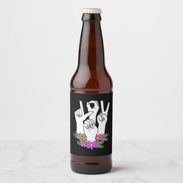 Étiquette Pour Bouteilles De Bière Signe main ASL de l'enseignant (Devant)