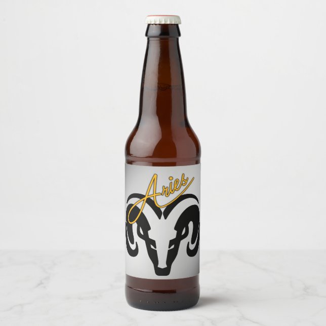 Étiquette Pour Bouteilles De Bière Silver Aries le bélier Zodiac (Devant)