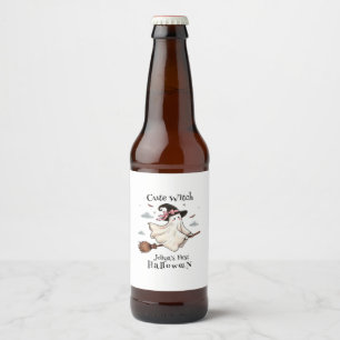 Étiquette Pour Bouteilles De Bière Simple et élégante Mignonne sorcière première Hall