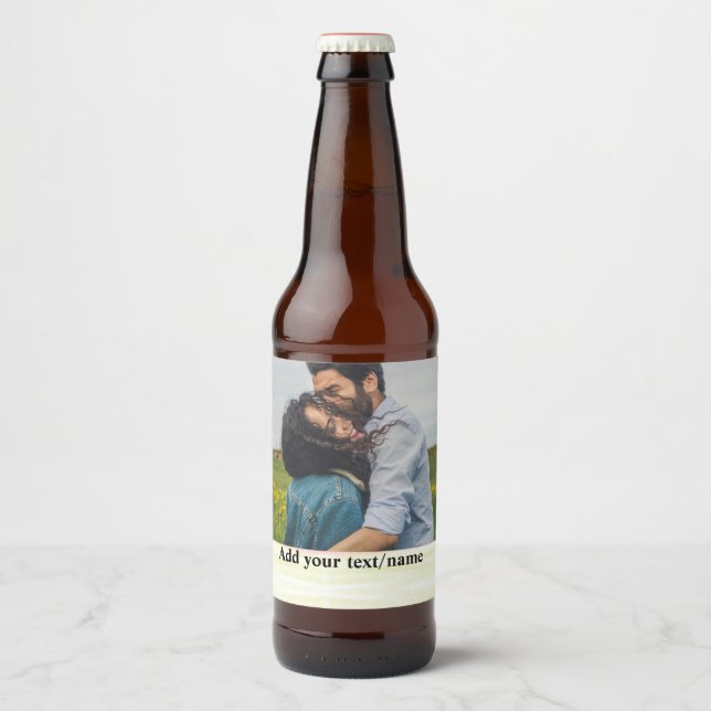 Étiquette Pour Bouteilles De Bière simple minimum ajouter votre nom photo nourriture  (Devant)