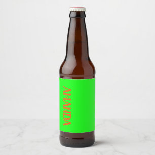 Étiquette Pour Bouteilles De Bière Simple & Modern Lime Green & Orange - Personalized