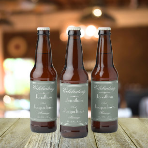 Étiquette Pour Bouteilles De Bière Simple rustique Sage Vert Mariage Chic Noms de scr