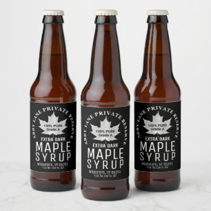 Étiquette Pour Bouteilles De Bière Sirop d'érable à feuille blanche Logo à courbe noi