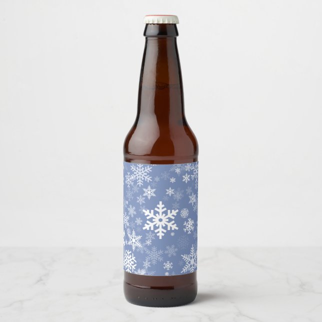 Étiquette Pour Bouteilles De Bière Snowflakes Personnaliser graphique Arrière - plan  (Devant)