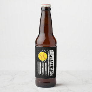 Étiquette Pour Bouteilles De Bière Softball Mom American Us Drapeau Fête Vintage des