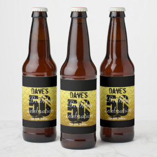 Étiquette Pour Bouteilles De Bière Soirée 50e anniversaire sur mesure Elegant Black G