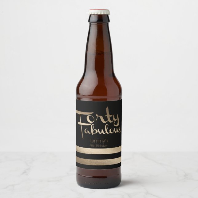 Étiquette Pour Bouteilles De Bière Soirée d'or moderne 40e anniversaire (Devant)