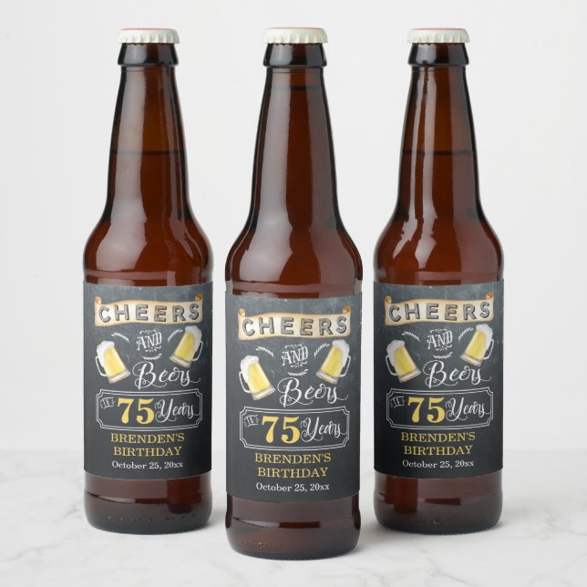 Étiquette Pour Bouteilles De Bière Soirées et bières à 75 ans fête d'anniversaire (Bouteilles)
