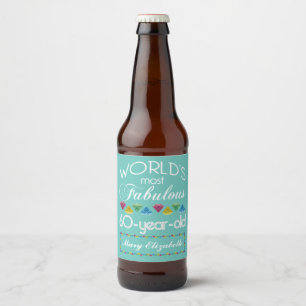 Étiquette Pour Bouteilles De Bière soixantième Anniversaire la plupart de turquoise