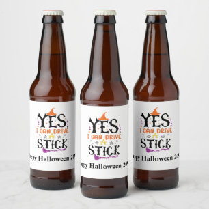 Étiquette Pour Bouteilles De Bière Sorcière drôle d'Halloween Oui je peux conduire un