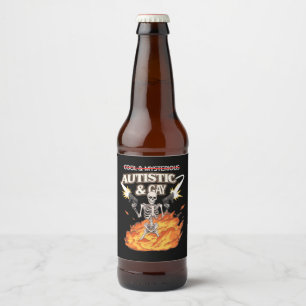 Étiquette Pour Bouteilles De Bière Squelette Autiste et Gay Drôle de Sensibilisation