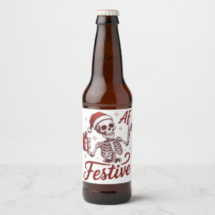 Étiquette Pour Bouteilles De Bière Squelette festif AF Snarky Noël Sarcastique