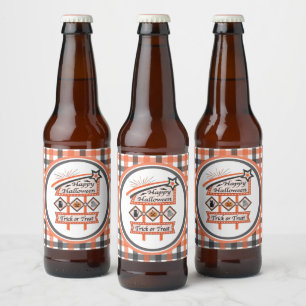 Étiquette Pour Bouteilles De Bière Symbole d'Halloween Vintage rétro - Tricoter ou tr