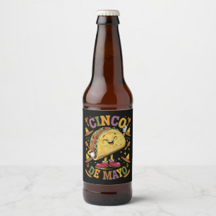 Étiquette Pour Bouteilles De Bière Taco Dansant Drôle Cinco De Mayo Fête Party
