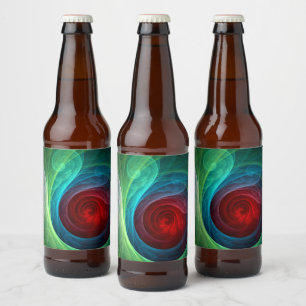 Étiquette Pour Bouteilles De Bière Tempête rouge Floral Art moderne Abstrait Motif co